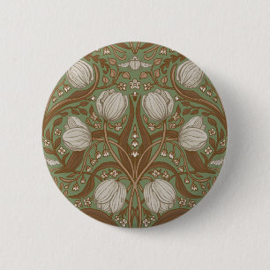 Lentetuin bloemen op salie ronde button 5,7 cm
