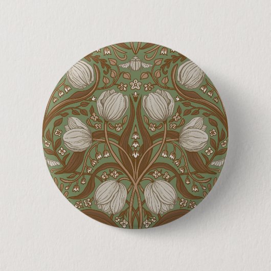 Lentetuin bloemen op salie ronde button 5,7 cm (Voorkant)