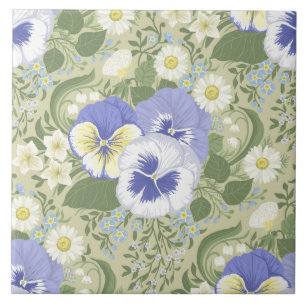 Lentetuin bloemen op salie tegeltje