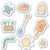 Lentetuin Bloemen set van 9 Sticker (Voorkant)