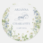 Lentetuin bloemige trouwsticker ronde sticker (Voorkant)