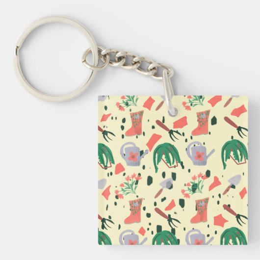 Lentetuin Botanische Doodles Illustratie Sleutelhanger (voorkant)