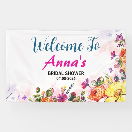 Lentetuin Bruiloft met Vlinders Bruidsshowerfeestj Spandoek (Horizontaal)