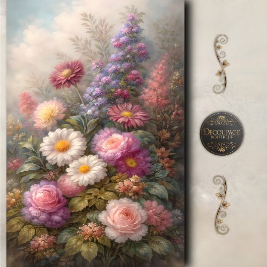 Lentetuin Madeliefje Roos Decoupage Tissuepapier