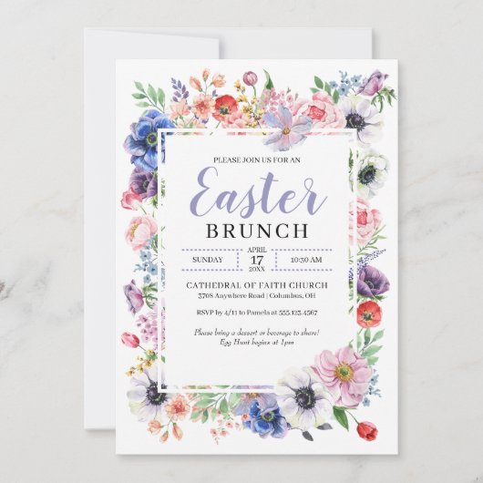 Lentetuin met bloemen Pasen brunch Kaart (Voorkant)