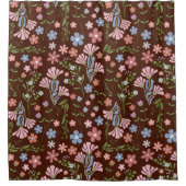 Lentetuin met Chocolade Bruine Achtergrond Douchegordijn (Voorkant)