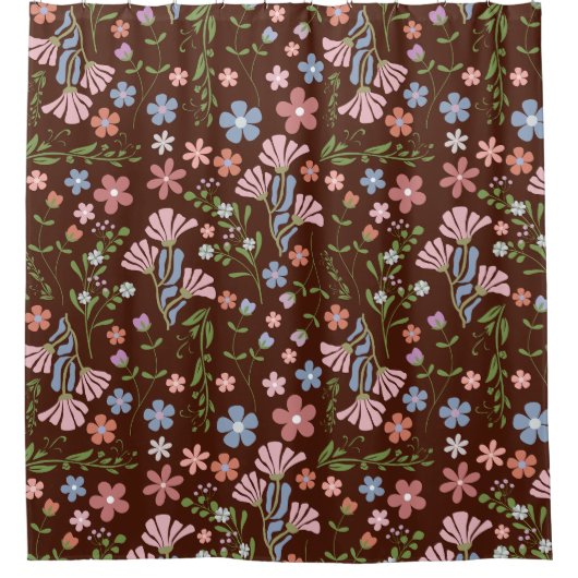 Lentetuin met Chocolade Bruine Achtergrond Douchegordijn (Voorkant)