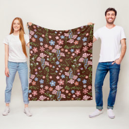 Lentetuin met Chocolade Bruine Achtergrond Fleece Deken