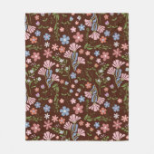 Lentetuin met Chocolade Bruine Achtergrond Fleece Deken (Voorkant)