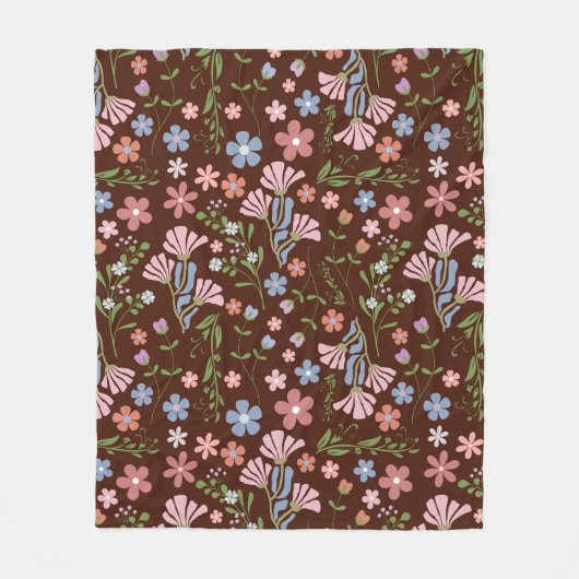 Lentetuin met Chocolade Bruine Achtergrond Fleece Deken (Voorkant)