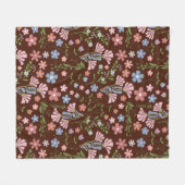 Lentetuin met Chocolade Bruine Achtergrond Fleece Deken (Voorkant (Horizontaal))