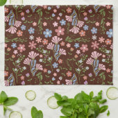 Lentetuin met Chocolade Bruine Achtergrond Theedoek (Gevouwen)