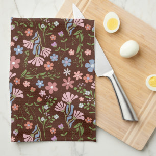 Lentetuin met Chocolade Bruine Achtergrond Theedoek