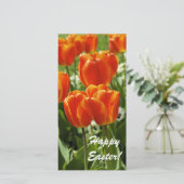Lentetuin met tulpen feestdagenkaart (Staand voorkant)