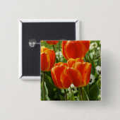 Lentetuin met tulpen vierkante button 5,1 cm (Voorkant /achterkant)