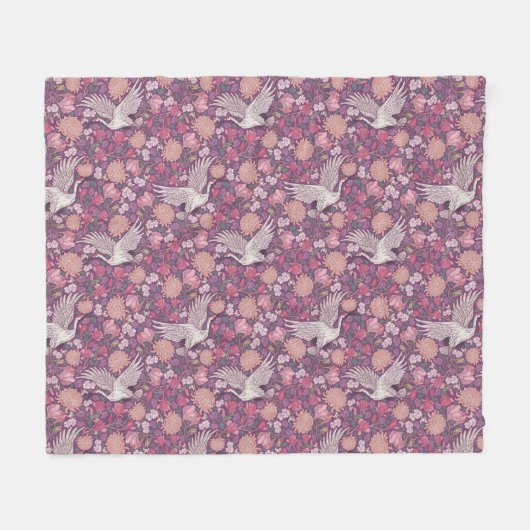 Lentetuin Moederdag Aziatische Kraan Chinese Fleece Deken (Voorkant (Horizontaal))