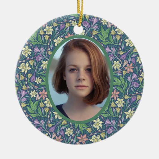 Lentetuin Moederdag Narcissen Crocus Foto Keramisch Ornament (Voorkant)