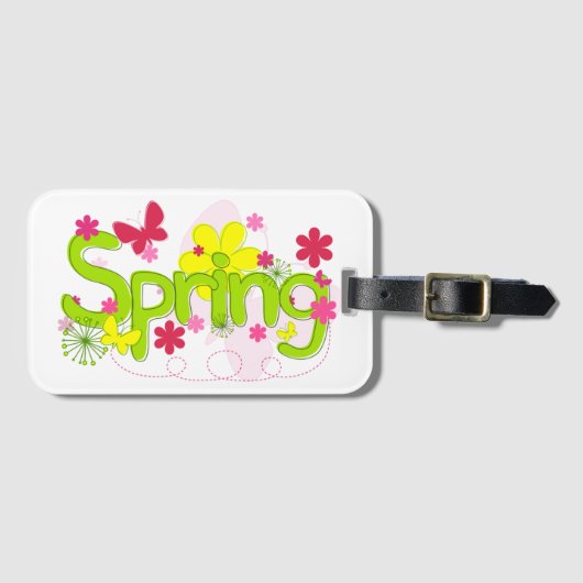 Lentetuin typografie Bloemen Vlinders Bagagelabel (Voorkant (horizontaal))