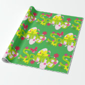 Lentetuin Typografie Bloemen Vlinders Cadeaupapier (Uitgerold)
