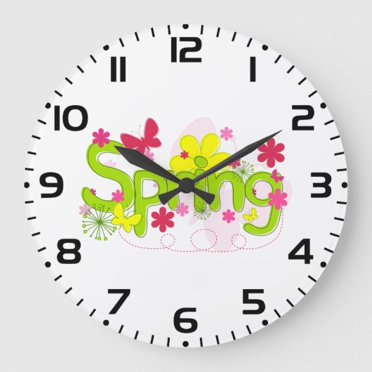 Lentetuin typografie Bloemen Vlinders Grote Klok (Voorkant)