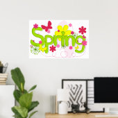 Lentetuin typografie Bloemen Vlinders Poster (Thuiskantoor)