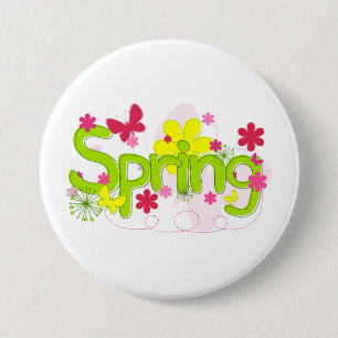 Lentetuin typografie Bloemen Vlinders Ronde Button 7,6 Cm