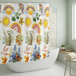 Lentetuin Vlinder Regenboog Zonneschijn Groene omg Douchegordijn