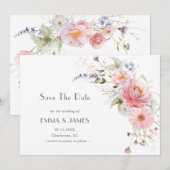 Lentetuin Wilde Bloemen Roze Wit Huwelijk Save The Date (Voorkant / Achterkant)