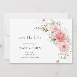 Lentetuin Wilde Bloemen Roze Wit Huwelijk Save The Date