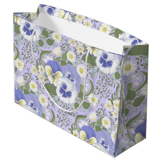 Lentetuinbloemen op lavendel groot cadeauzakje (Achterkant Gekanteld)