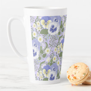 Lentetuinbloemen op lavendel latte mok