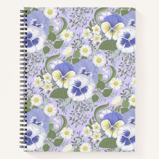 Lentetuinbloemen op lavendel notitieboek (Voorkant)