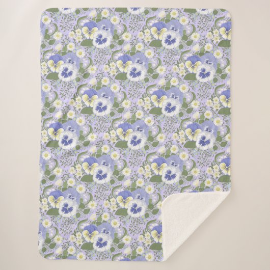 Lentetuinbloemen op lavendel sherpa deken (Voorkant)