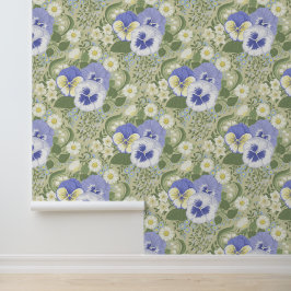 Lentetuinbloemen op salie behang