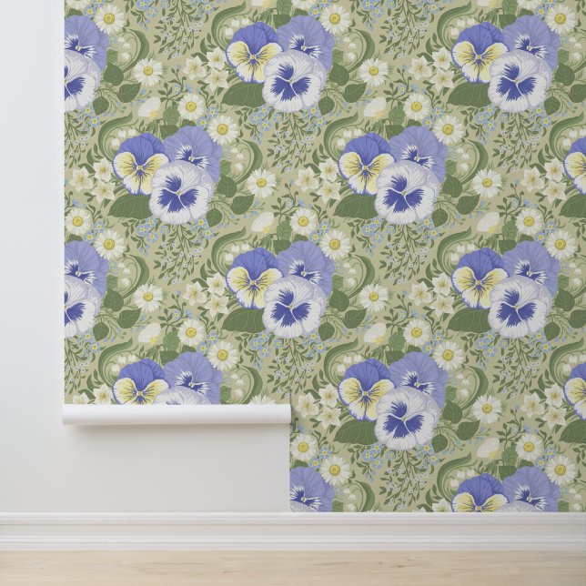 Lentetuinbloemen op salie behang (Applicatie)