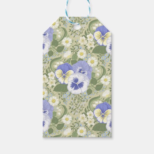 Lentetuinbloemen op salie cadeaulabel (Voorkant)