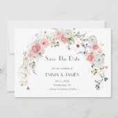 Lentetuinboog Wilde Bloemen Roze Witte Bruiloft Save The Date (Voorkant)