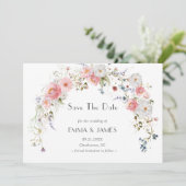 Lentetuinboog Wilde Bloemen Roze Witte Bruiloft Save The Date (Staand voorkant)