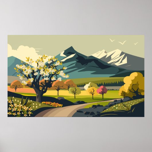 Lentetuinen Landschap Poster (Voorkant)
