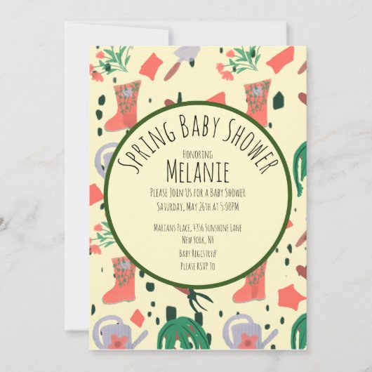 Lentetuinplanten Baby Shower Uitnodiging (Voorkant)