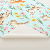 Lentetuinpret – Speelse katten en bloesems Sherpa Deken (3/4)
