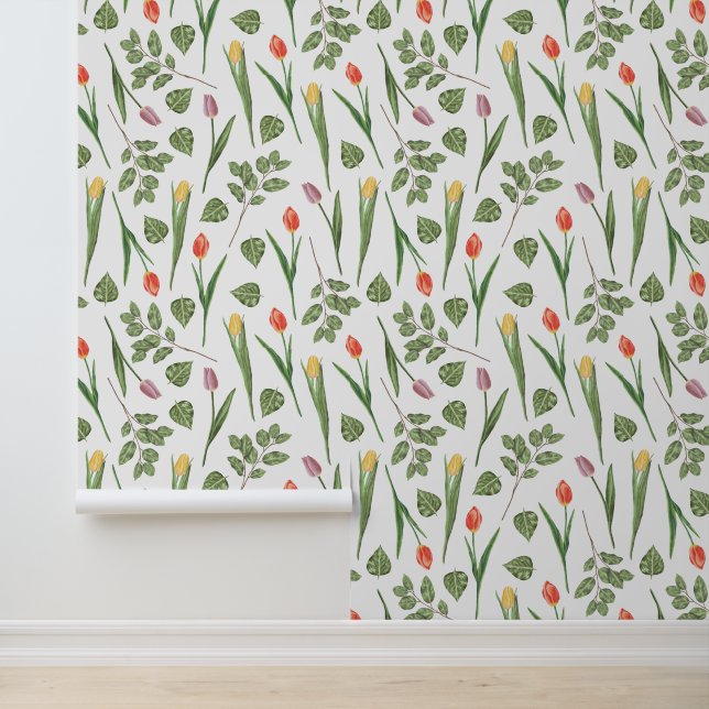 Lentetulp Botanisch Patroon Behang (Applicatie)