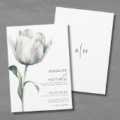 Lentetulp Elegante Moderne Witte Bloemen Bruiloft Kaart