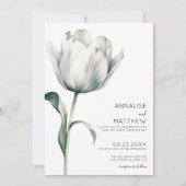Lentetulp Elegante Moderne Witte Bloemen Bruiloft Kaart (Voorkant)