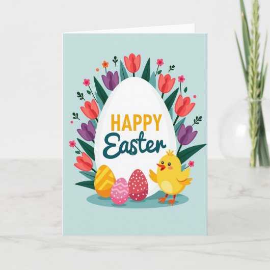 Lentetulp vrolijk Pasen kaart (Voorkant)