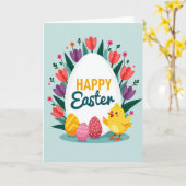Lentetulp vrolijk Pasen kaart (Gele Bloem)