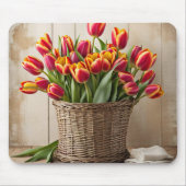 Lentetulpen in rieten mand muismat (Voorkant)