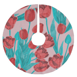 Lentetulpen, met de hand getekend bloemmotief kerstboom rok