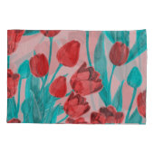 Lentetulpen, met de hand getekend bloemmotief kussensloop (Achterkant)