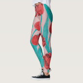 Lentetulpen, met de hand getekend bloemmotief leggings (Links)